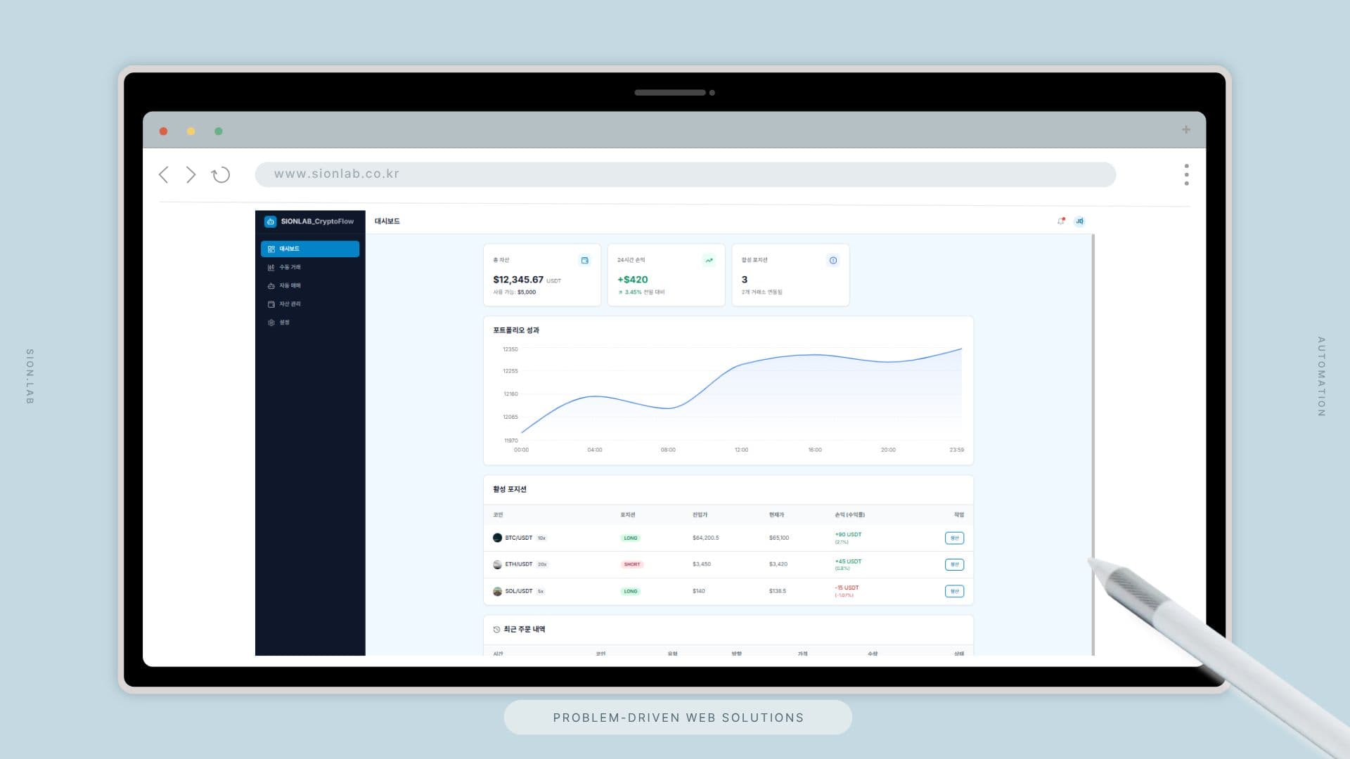 암호화폐 트레이딩 대시보드